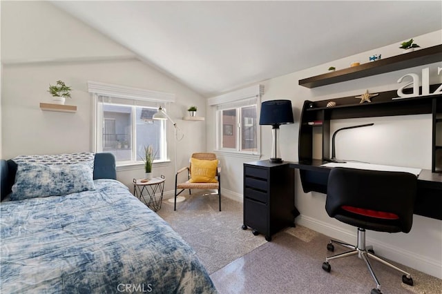 56 B Surfside Ave, Surfside, CA 90743 - bedroom featuring vaulted ceiling, carpet flooring, and baseboards
