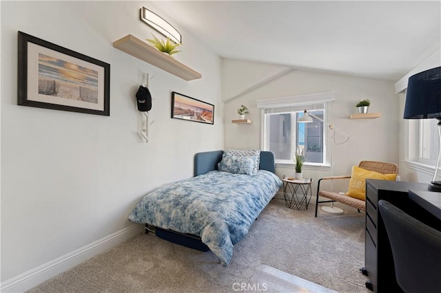 56 B Surfside Ave, Surfside, CA 90743 - carpeted bedroom with vaulted ceiling and baseboards