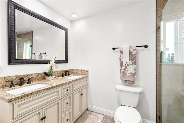 2218 Mayfair Ct, Costa Mesa, CA 92627 - full bath featuring baseboards, toilet, a tile shower, and double vanity