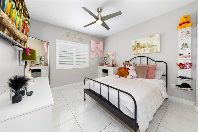 20109 Hunter St, Perris, CA 92570 - bedroom featuring marble finish floor, baseboards, and ceiling fan