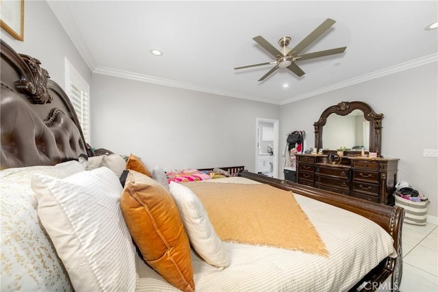 20109 Hunter St, Perris, CA 92570 - bedroom featuring light tile patterned floors, baseboards, recessed lighting, and ornamental molding