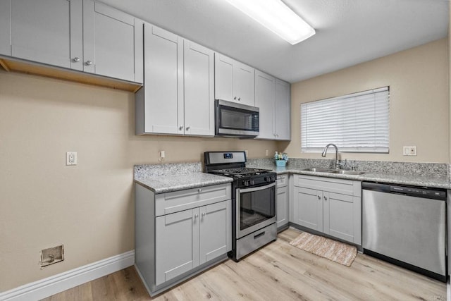 905 E 4th Ave Unit 1, National City, CA 91950 - kitchen with appliances with stainless steel finishes, a sink, light wood-style floors, light countertops, and baseboards