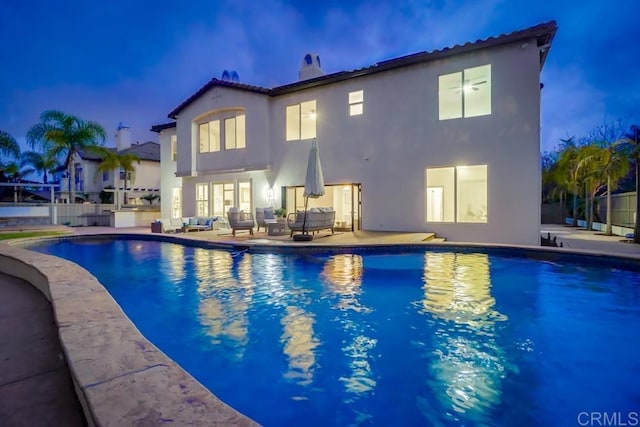 2850 Palmetto Point Ct, Chula Vista, CA 91915 - pool at night featuring a patio area