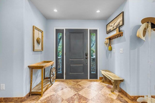 22053 Highland St, Wildomar, CA 92595 - foyer entrance featuring stone finish flooring and recessed lighting