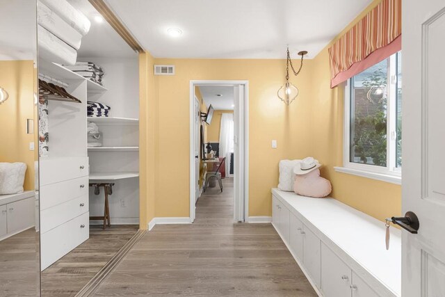 22053 Highland St, Wildomar, CA 92595 - mudroom featuring light wood-style floors and baseboards
