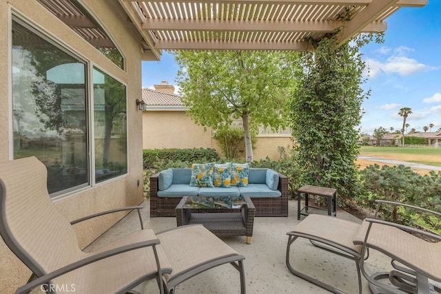 82689 Odlum Dr, Indio, CA 92201 - view of patio / terrace with outdoor lounge area and a pergola