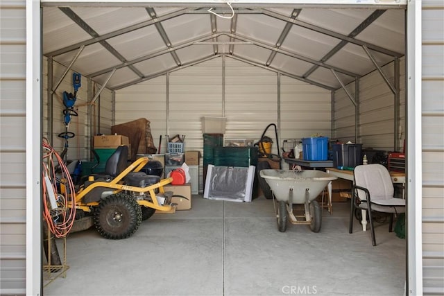 garage featuring metal wall