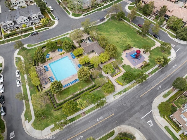 bird's eye view with a residential view