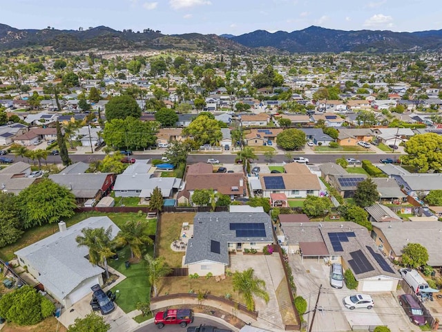 bird's eye view with a mountain view and a residential view