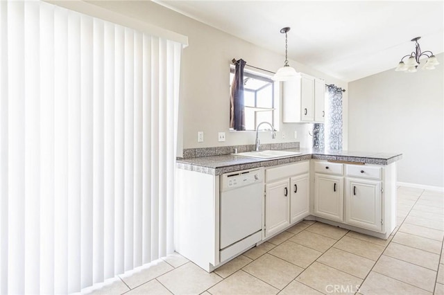 14292 Pinewood Dr, Hesperia, CA 92344 - kitchen featuring white cabinets, dishwasher, a sink, and tile counters