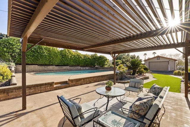 2409 Dehesa Rd, El Cajon, CA 92019 - view of patio with an outdoor pool and an outbuilding