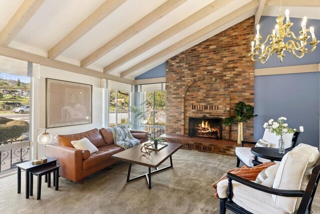 2409 Dehesa Rd, El Cajon, CA 92019 - sunroom / solarium with a chandelier and beamed ceiling