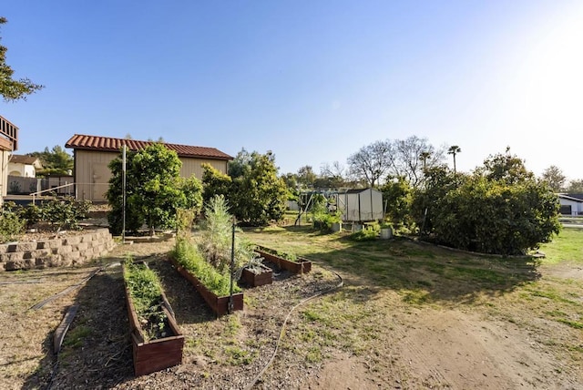 2409 Dehesa Rd, El Cajon, CA 92019 - view of yard with an outbuilding, a vegetable garden, and fence