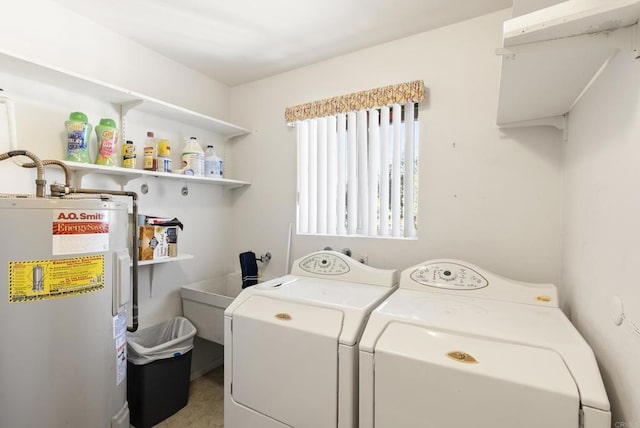 2409 Dehesa Rd, El Cajon, CA 92019 - clothes washing area with water heater, separate washer and dryer, and laundry area