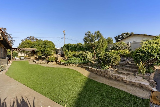 2409 Dehesa Rd, El Cajon, CA 92019 - view of yard featuring fence, a pergola, and a patio area