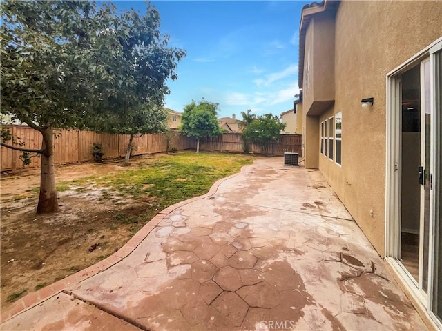 view of yard with a patio area and a fenced backyard