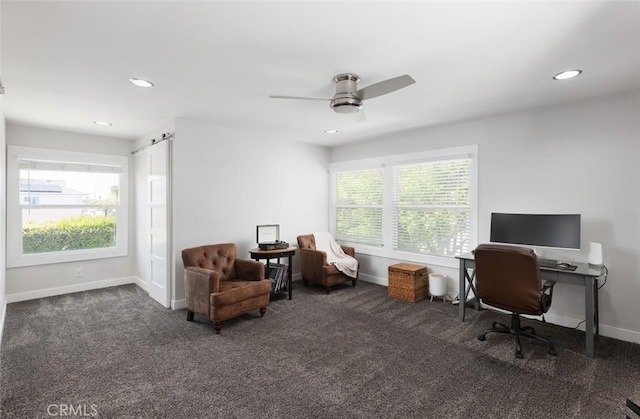1055 N Mallard St, Orange, CA 92867 - office space featuring ceiling fan, recessed lighting, carpet, and baseboards