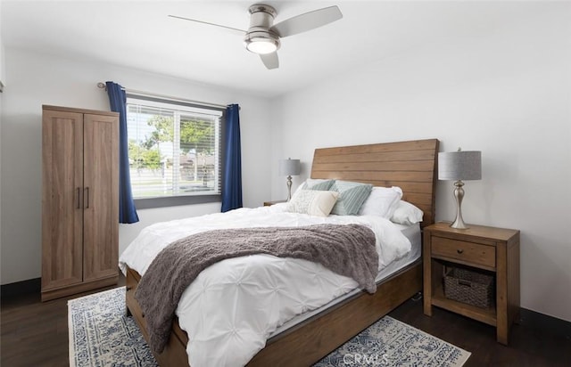 1055 N Mallard St, Orange, CA 92867 - bedroom featuring dark wood-style floors and a ceiling fan