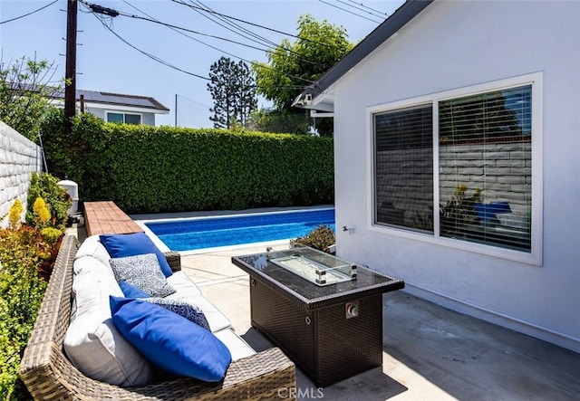 1055 N Mallard St, Orange, CA 92867 - view of pool with a patio, a fenced backyard, and a fire pit