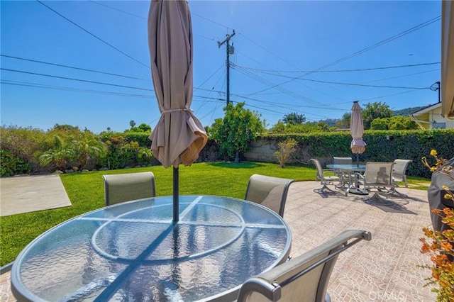 view of patio / terrace featuring outdoor dining area and a fenced backyard