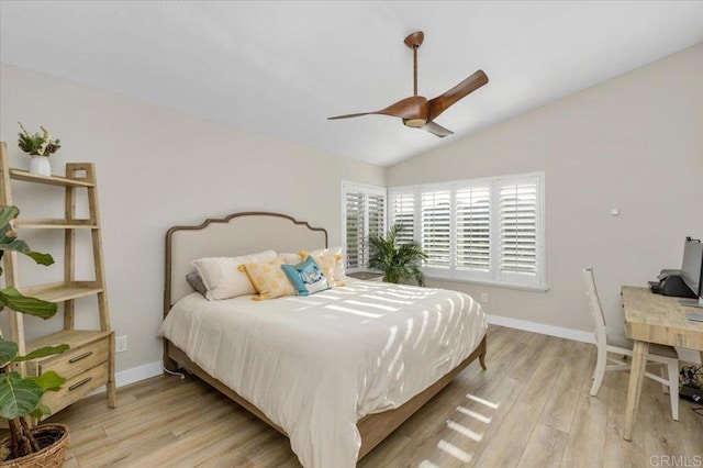 962 Chardonney Way, Escondido, CA 92029 - bedroom with light wood-type flooring, lofted ceiling, baseboards, and ceiling fan