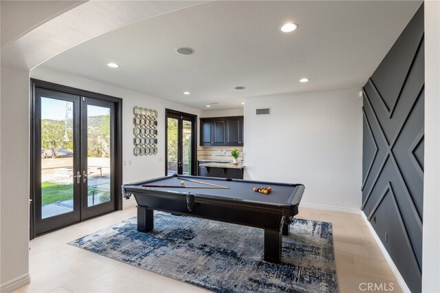 29311 Paseo Palmar, San Juan Capistrano, CA 92675 - playroom with french doors, billiards table, recessed lighting, and baseboards