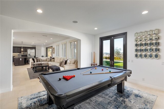 29311 Paseo Palmar, San Juan Capistrano, CA 92675 - game room featuring arched walkways, recessed lighting, billiards table, and baseboards