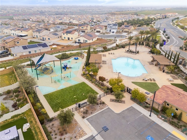 aerial view featuring a residential view