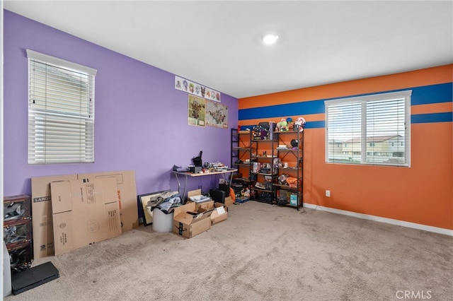 interior space featuring carpet