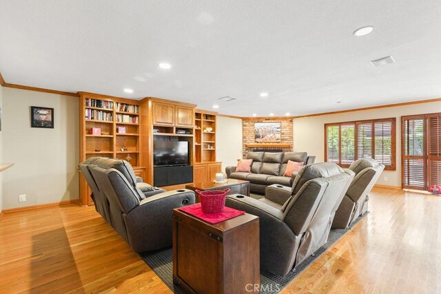 130 N Avenida Veracruz, Anaheim, CA 92808 - living area featuring baseboards, ornamental molding, and light wood-style flooring