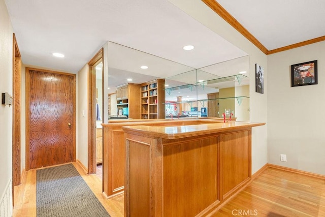 130 N Avenida Veracruz, Anaheim, CA 92808 - bar with recessed lighting, baseboards, ornamental molding, and light wood-type flooring