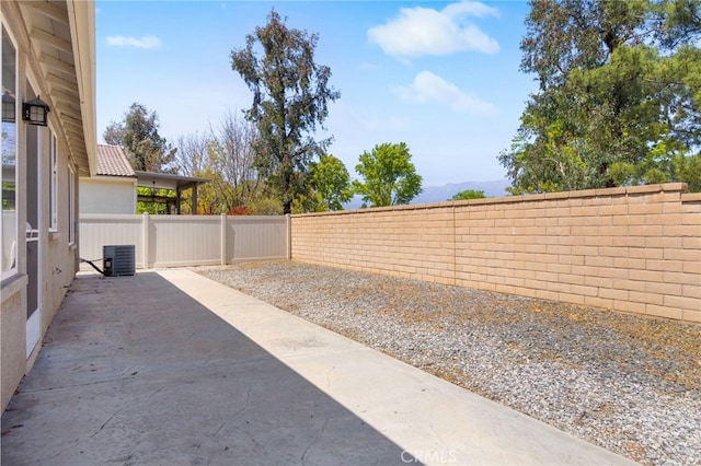 view of yard with a fenced backyard and a patio area