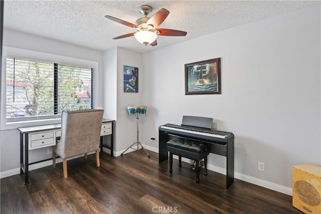 27633 Nugget Dr Unit 1, Canyon Country, CA 91387 - office space featuring ceiling fan, baseboards, wood finished floors, and a textured ceiling