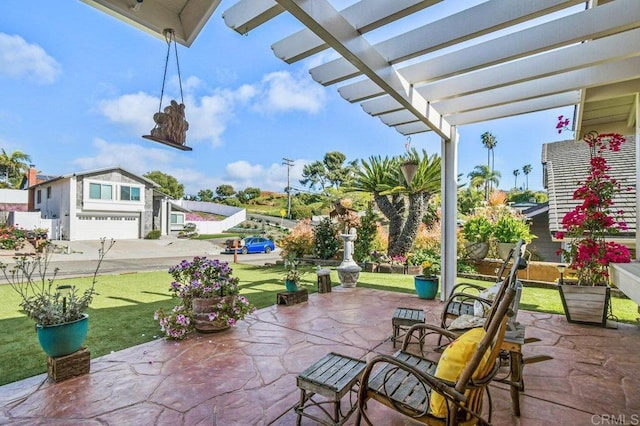 view of patio / terrace featuring a pergola