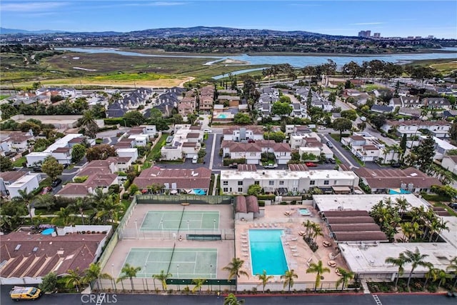 334 Tours Ln, Costa Mesa, CA 92627 - aerial perspective of suburban area featuring a nearby body of water and a pool