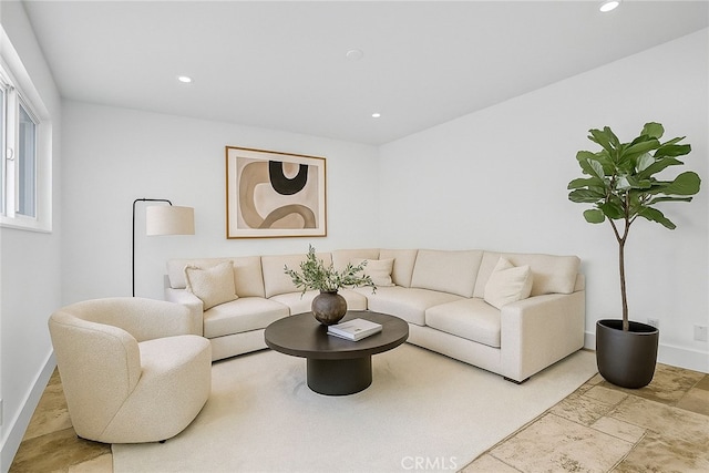 334 Tours Ln, Costa Mesa, CA 92627 - living area featuring recessed lighting and stone finish flooring