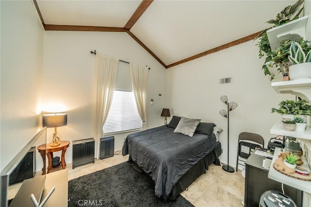 9527 Manzanita Dr, Rancho Cucamonga, CA 91737 - bedroom with vaulted ceiling, visible vents, and ornamental molding