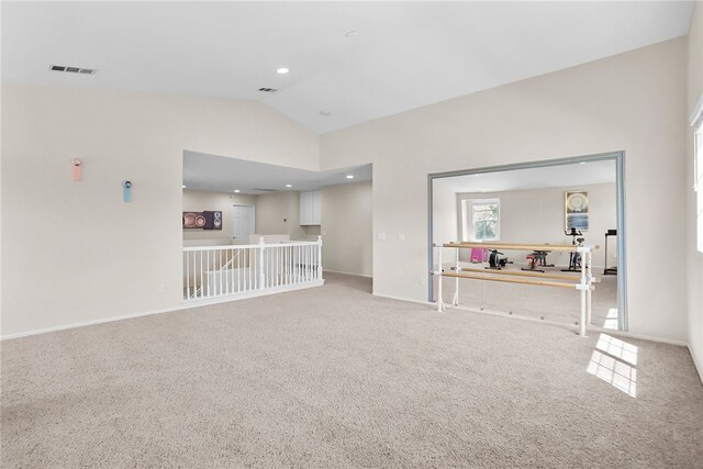 13608 Sagemont Ct, Eastvale, CA 92880 - carpeted empty room featuring recessed lighting and high vaulted ceiling