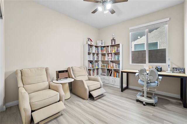 13608 Sagemont Ct, Eastvale, CA 92880 - sitting room featuring light wood-style flooring and a ceiling fan