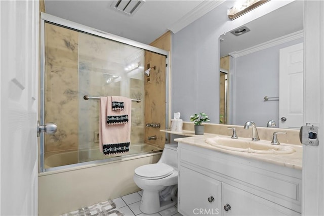 3010 Stoner Ave, Los Angeles, CA 90066 - bathroom with visible vents, tile patterned flooring, and ornamental molding