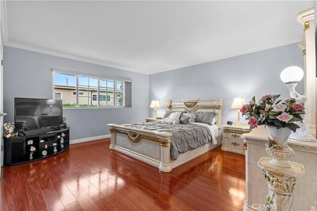 3010 Stoner Ave, Los Angeles, CA 90066 - bedroom with wood finished floors, baseboards, and ornamental molding