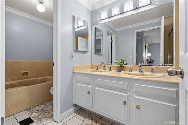 3010 Stoner Ave, Los Angeles, CA 90066 - full bathroom featuring double vanity, tile patterned floors, toilet, and a sink