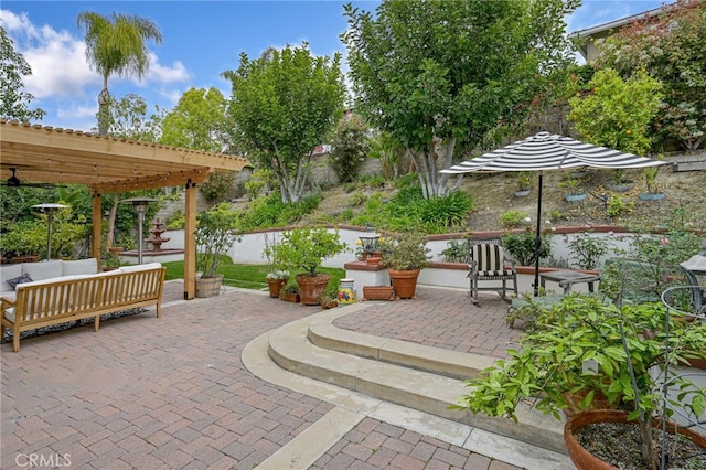view of patio / terrace featuring an outdoor hangout area
