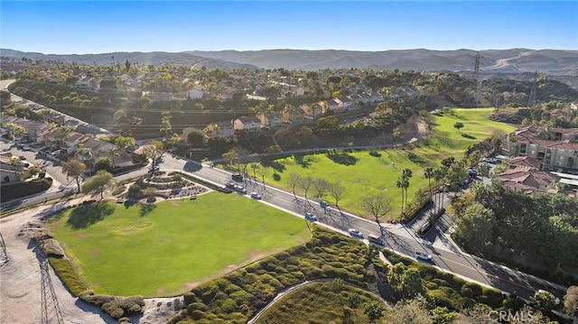 bird's eye view featuring a mountain view and a residential view