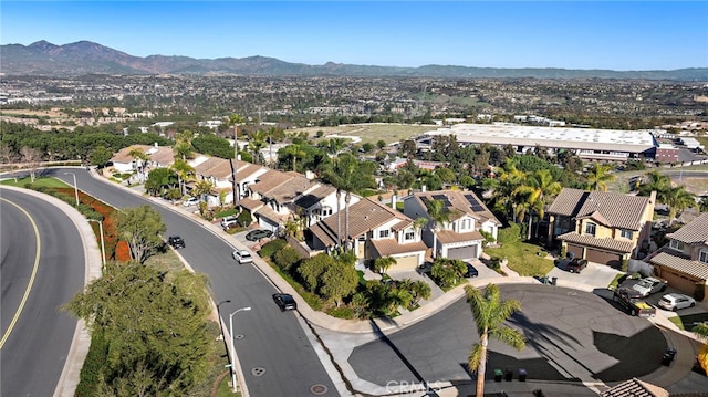 aerial view featuring a residential view and a mountain view