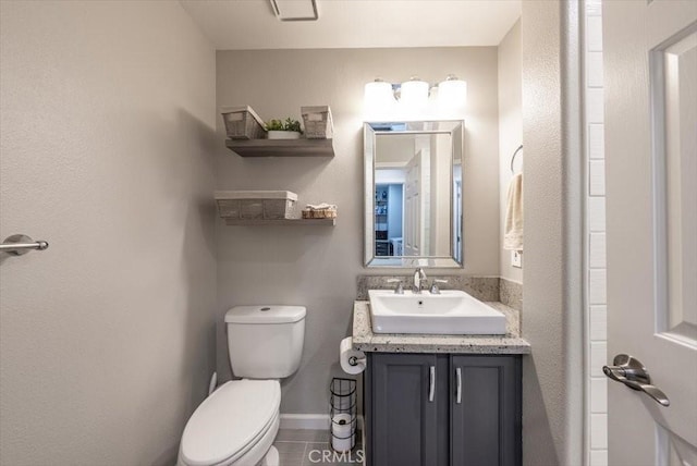 half bathroom featuring toilet and vanity