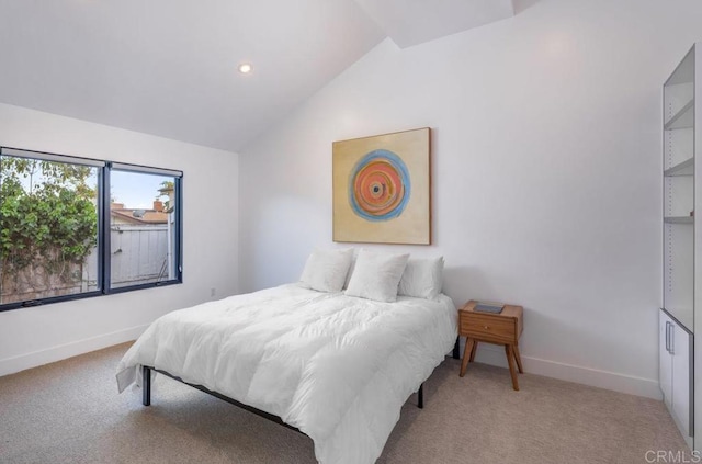 132628 Rainbow Ridge Ln, Encinitas, CA 92024 - carpeted bedroom with lofted ceiling, baseboards, and recessed lighting