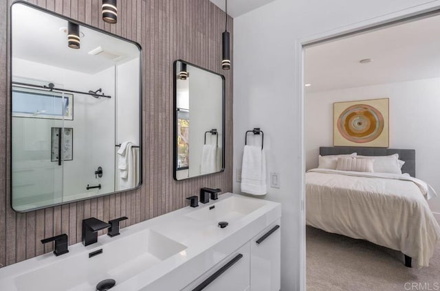 132628 Rainbow Ridge Ln, Encinitas, CA 92024 - bathroom with an enclosed shower and double vanity