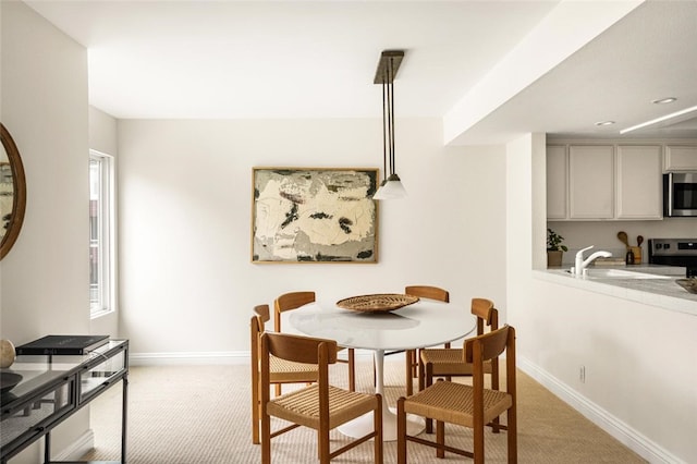 4050 Via Dolce Unit 241, Marina Del Rey, CA 90292 - dining area with light colored carpet, baseboards, and recessed lighting