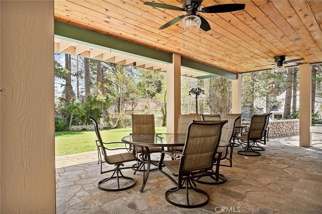 693 Old Meadow Pl, Lake Arrowhead, CA 92352 - view of patio / terrace featuring ceiling fan and outdoor dining space